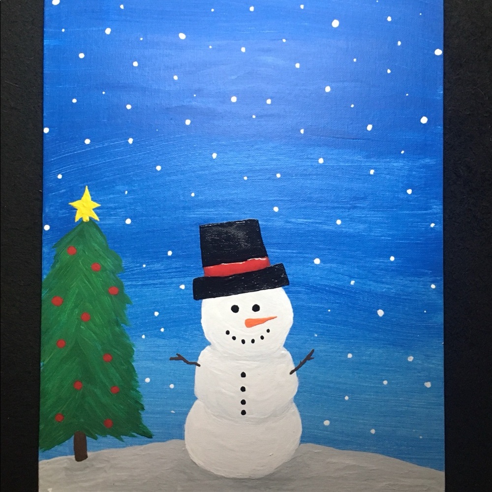 Christmas Tree and Snowman Painting